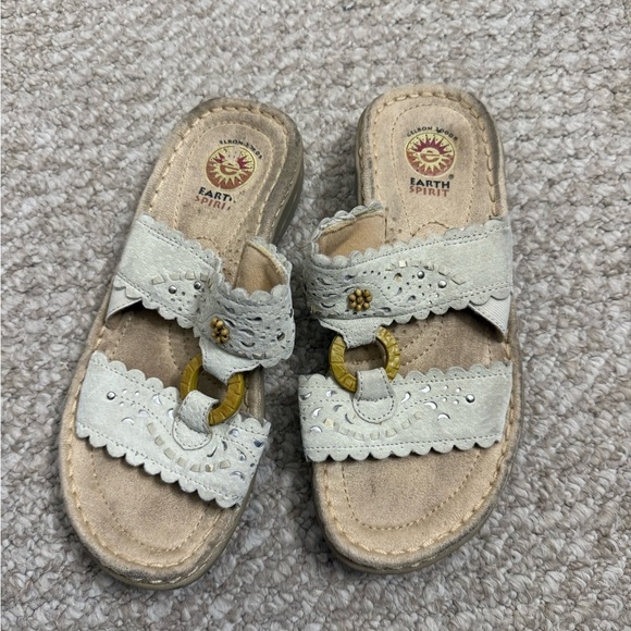 Earth Spirit Shoes - Earth Spirit Womens Opal Suede Slingback Sandals Size 6 leather